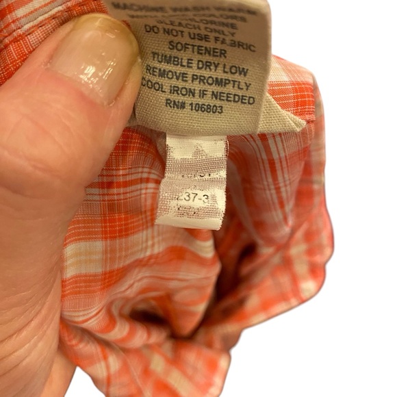 Duluth Trading Co Coral/tan Buttoned 3/4 Sleeve Shirt Dress sz M - Picture 10 of 11